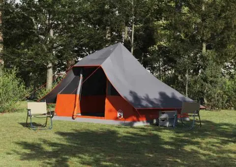 Cort Familial Tipi Gri și Portocaliu pentru 10 Persoane Impermeabil - 1/5