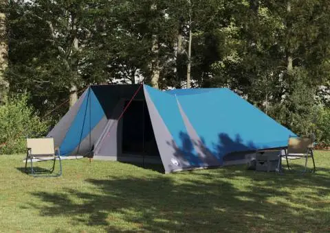 Cort pentru Familie cu Terasă Extinsă - Albastru - Cort Impermeabil pentru 12 Persoane - 1/5