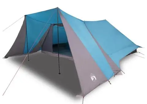 Cort pentru Familie cu Terasă Extinsă - Albastru - Cort Impermeabil pentru 12 Persoane - 3/5