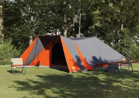 Cort de Familie cu Terasă Extinsă Gri & Portocaliu pentru 12 Persoane Impermeabil - 1/5