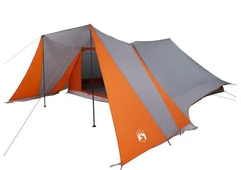Cort de Familie cu Terasă Extinsă Gri & Portocaliu pentru 12 Persoane Impermeabil - 2/5
