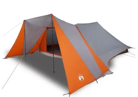 Cort de Familie cu Terasă Extinsă Gri & Portocaliu pentru 12 Persoane Impermeabil - 3/5