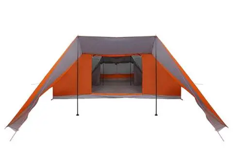 Cort de Familie cu Terasă Extinsă Gri & Portocaliu pentru 12 Persoane Impermeabil - 4/5