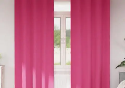 Perdele cu perdele 2 pcs Roz intens 245 x 140 cm Poliester - 1/5