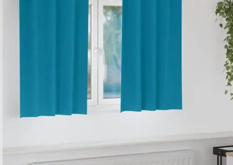 Perdele cu perdele 2 pcs Turcoaz 140 x 140 cm Poliester - 1/5