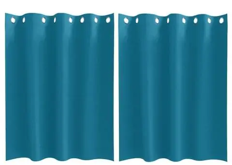 Perdele cu perdele 2 pcs Turcoaz 140 x 140 cm Poliester - 2/5