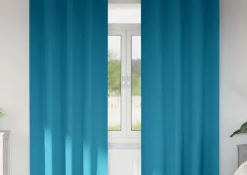 Perdele cu perdele 2 pcs Turcoaz 260 x 140 cm Poliester - 1/5