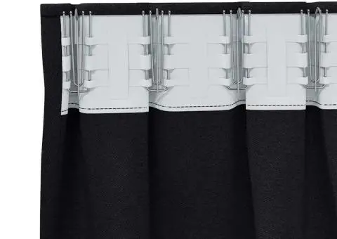 Perdele cu perdele 2 pcs Negru 260 x 140 cm Poliester - 4/5