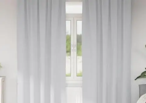 Perdele cu perdele 2 pcs Gri deschis 245 x 140 cm Poliester - 1/5