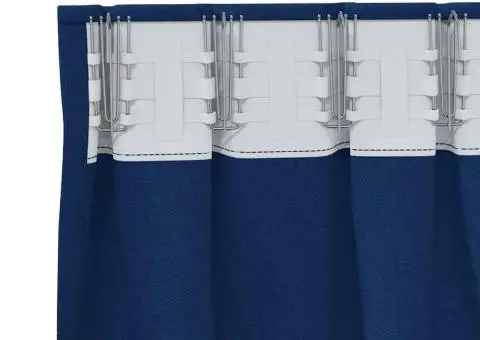 Perdele cu perdele 2 pcs Albastru închis 245 x 140 cm Poliester - 4/5