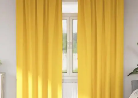 Perdele cu perdele 2 pcs galben muștar 260 x 140 cm Poliester - 1/5