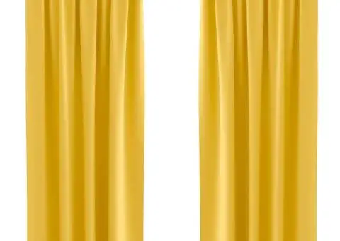 Perdele cu perdele 2 pcs galben muștar 260 x 140 cm Poliester - 2/5