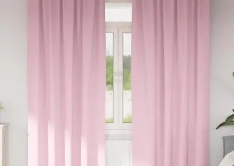 Perdele cu perdele 2 pcs Roz bebeluș 260 x 140 cm Poliester - 1/5