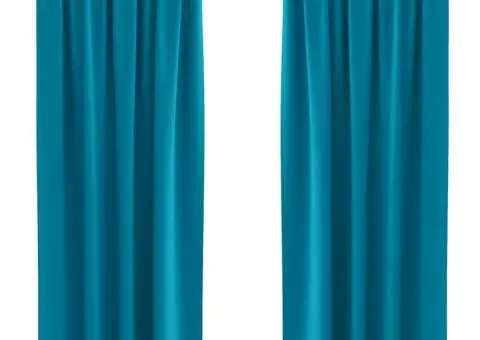 Perdele cu perdele 2 pcs Turcoaz 260 x 140 cm Poliester - 2/5