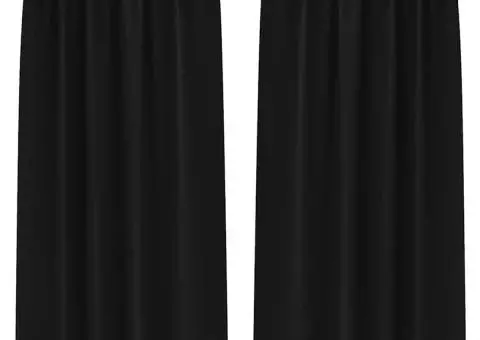 Perdele cu perdele 2 pcs Negru 245 x 140 cm Poliester - 2/5