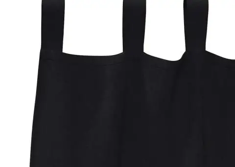 Perdele cu perdele 2 pcs Negru 260 x 140 cm Poliester - 4/5