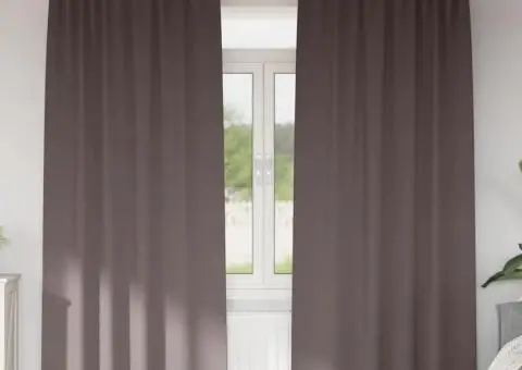 Perdele cu perdele 2 pcs Maro închis 245 x 140 cm Poliester - 1/5