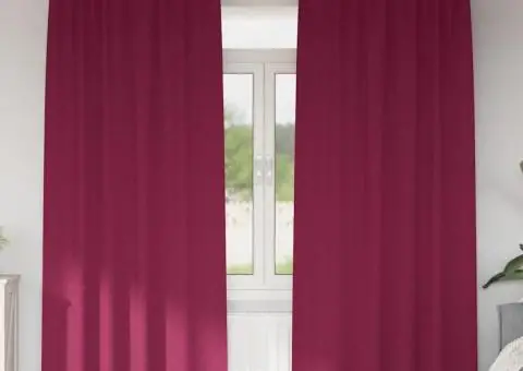 Perdele cu perdele 2 pcs Roșu Vin 245 x 140 cm Poliester - 1/5