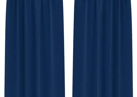 Perdele cu perdele 2 pcs Albastru închis 245 x 140 cm Poliester - 2/5