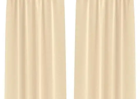 Perdele cu perdele 2 pcs Crem 260 x 140 cm Poliester - 2/5