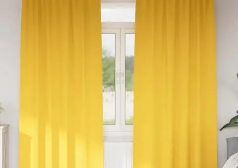 Perdele cu perdele 2 pcs galben muștar 245 x 140 cm Poliester - 1/5