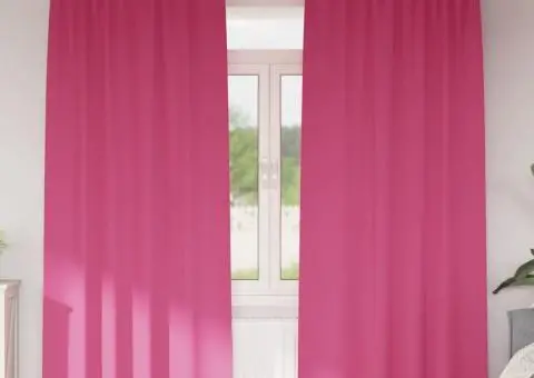 Perdele cu perdele 2 pcs Roz intens 245 x 140 cm Poliester - 1/5