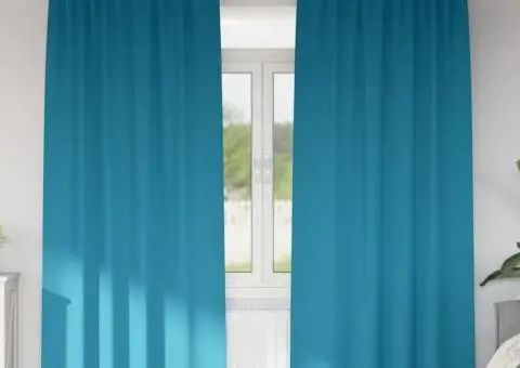 Perdele cu perdele 2 pcs Turcoaz 260 x 140 cm Poliester - 1/5