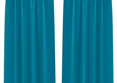 Perdele cu perdele 2 pcs Turcoaz 260 x 140 cm Poliester - 2/5