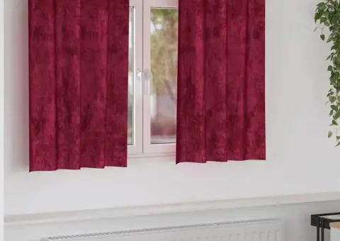 Draperii din Catifea 2 buc cu Ochete Roșu Vin 140x140 cm - 1/5