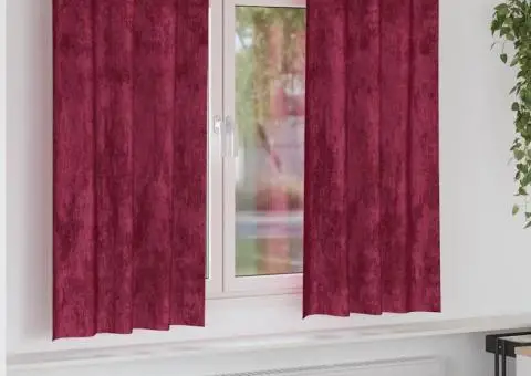 Draperii din catifea 2 buc cu œillets, Roșu vin, 175 x 140 cm - 1/5