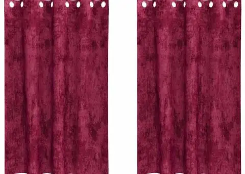 Draperii din catifea 2 buc cu œillets, Roșu vin, 175 x 140 cm - 2/5