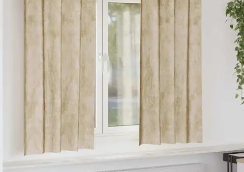 Set de draperii din catifea 2 buc cu œillets crem 175 x 140 cm - 1/5