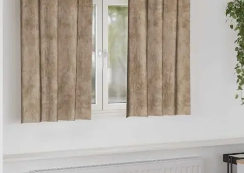 Cortine din catifea , 2 buc, cu ținte Champagne, 140 x 140 cm - 1/5