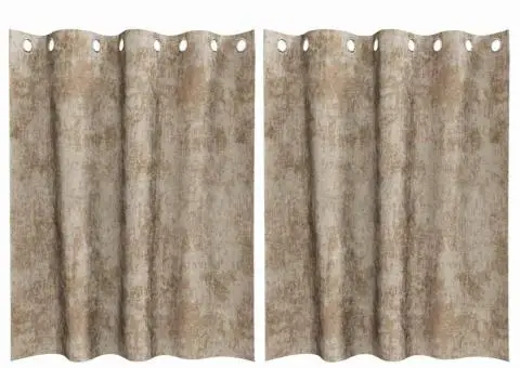 Cortine din catifea , 2 buc, cu ținte Champagne, 140 x 140 cm - 2/5