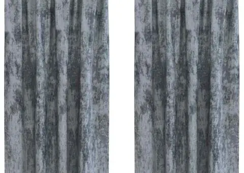 Cortine din catifea , set de 2 cu ochiuri gri argintiu, 175 x 140 cm - 2/5