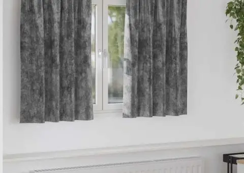 Cortine din catifea 2 piese cu ochiuri gri 140 x 140 cm - 1/5