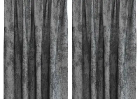 Cortine din catifea 2 piese cu ochiuri gri 140 x 140 cm - 2/5