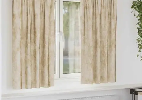 Cortine din catifea , 2 bucăți cu ochiuri crem, 175 x 140 cm - 1/5