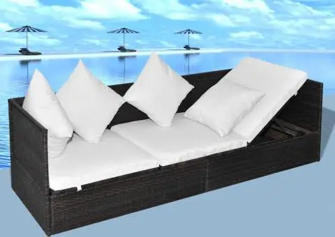 Șezlong cu pernă Ajustabil Maro 200 x 60 x 58 cm Rattan poli - 1/5