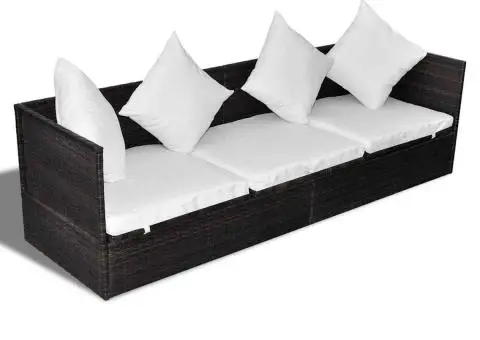 Șezlong cu pernă Ajustabil Maro 200 x 60 x 58 cm Rattan poli - 2/5