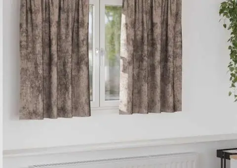 Cortine din catifea , set de 2 piese cu inele Cappuccino, 140x140 cm - 1/5