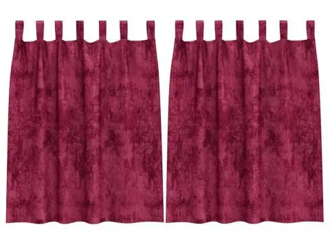 Cortine din catifea , 2 bucăți, cu gauri pentru prindere, roșu vin, 140 x 140 cm - 2/5