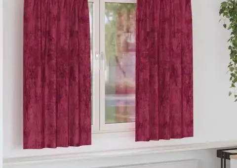 Cortine din catifea , set de 2 piese, cu ochiuri, roșu vin, 175 x 140 cm - 1/5