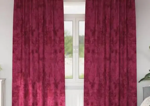 Cortine din catifea , 2 piese, cu ochiuri, roșu vin, 260 x 140 cm - 1/5