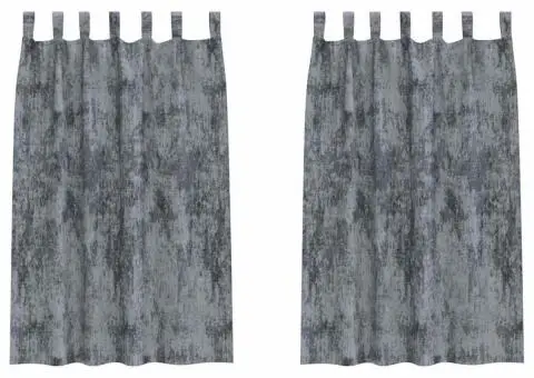 Cortine din catifea , set de 2 bucăți cu inele Gri Argintiu, 175 x 140 cm. - 2/5