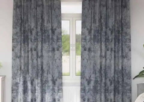 Cortine din catifea 2 buc. cu inele Gri argintiu 245x140 cm - 1/5