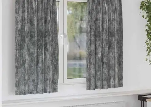 Cortine din catifea , set de 2 bucăți cu ochiuri gri, 175 x 140 cm - 1/5