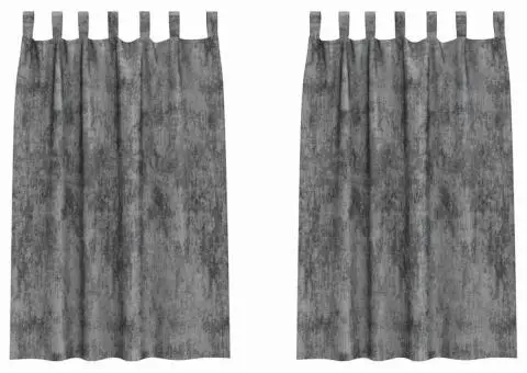 Cortine din catifea , set de 2 bucăți cu ochiuri gri, 175 x 140 cm - 2/5