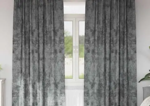 Draperii din catifea 2 piese cu inele Gri 245x140 cm - 1/5