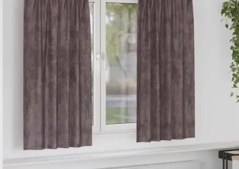 Cortine din catifea , 2 piese cu găici, maro, 175 x 140 cm - 1/5